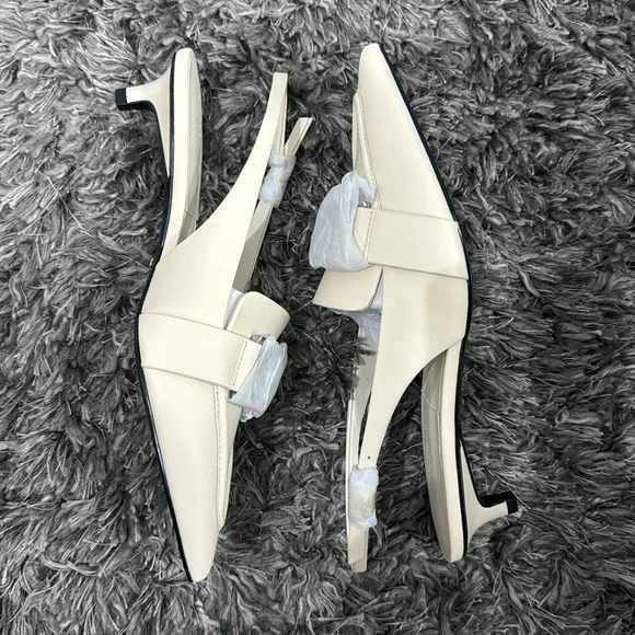 Charles & Keith Gabine Leather Interlocking Slingback Pumps in Chalk, Size 38/8‌ - Picture 4 of 7